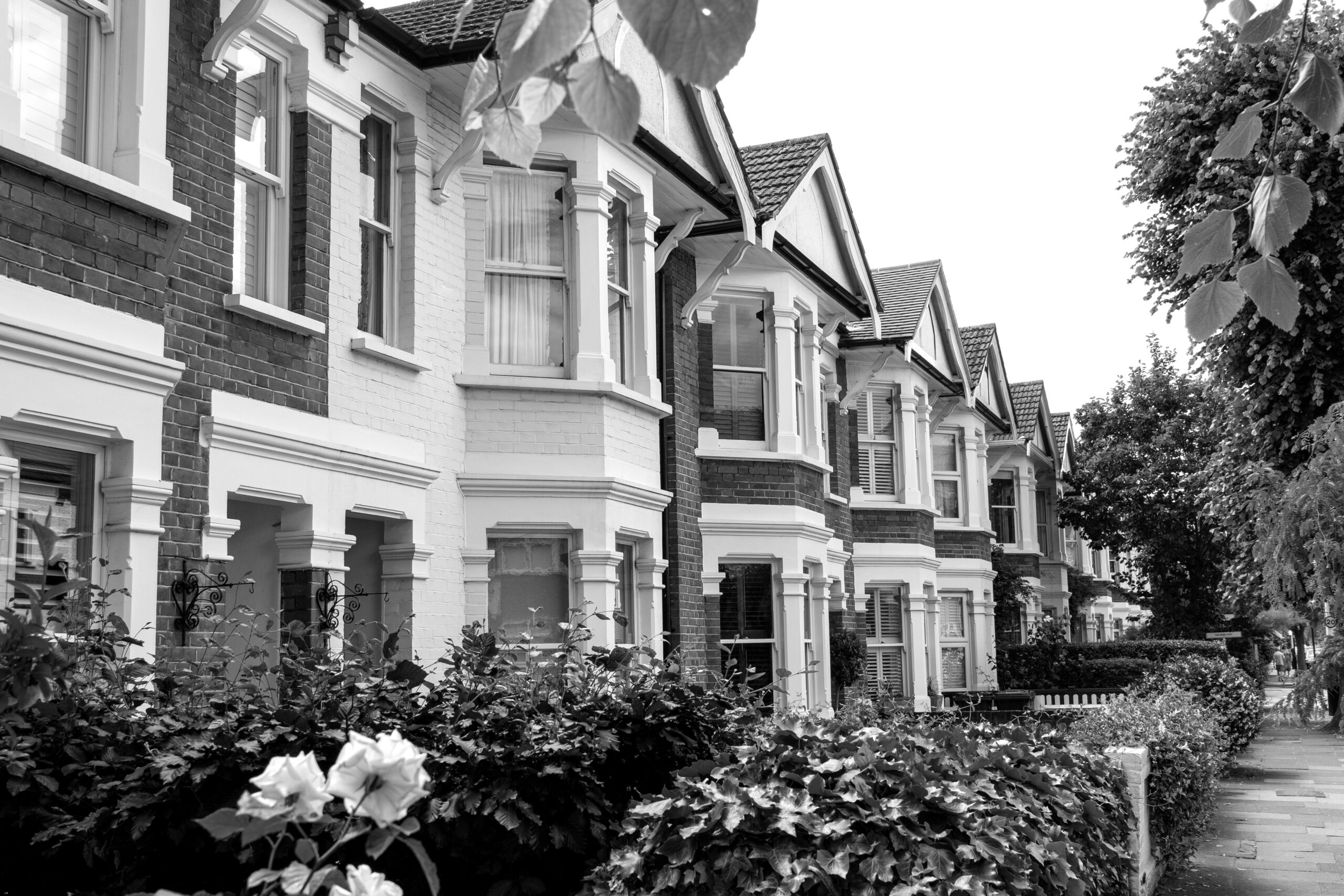 Row of red brick terraced houses